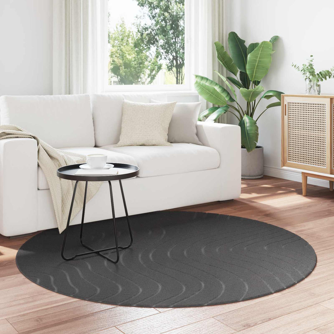 vidaXL Alfombra para interiores y exteriores PALMERAS Antracita
