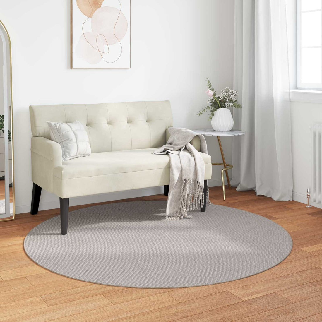 vidaXL Alfombra interior LUGO Crema Ø 120 CM Poliéster