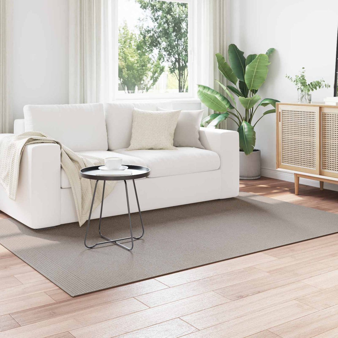 vidaXL Alfombra interior LUGO Crema y Taupe 140 x 200 cm Poliéster