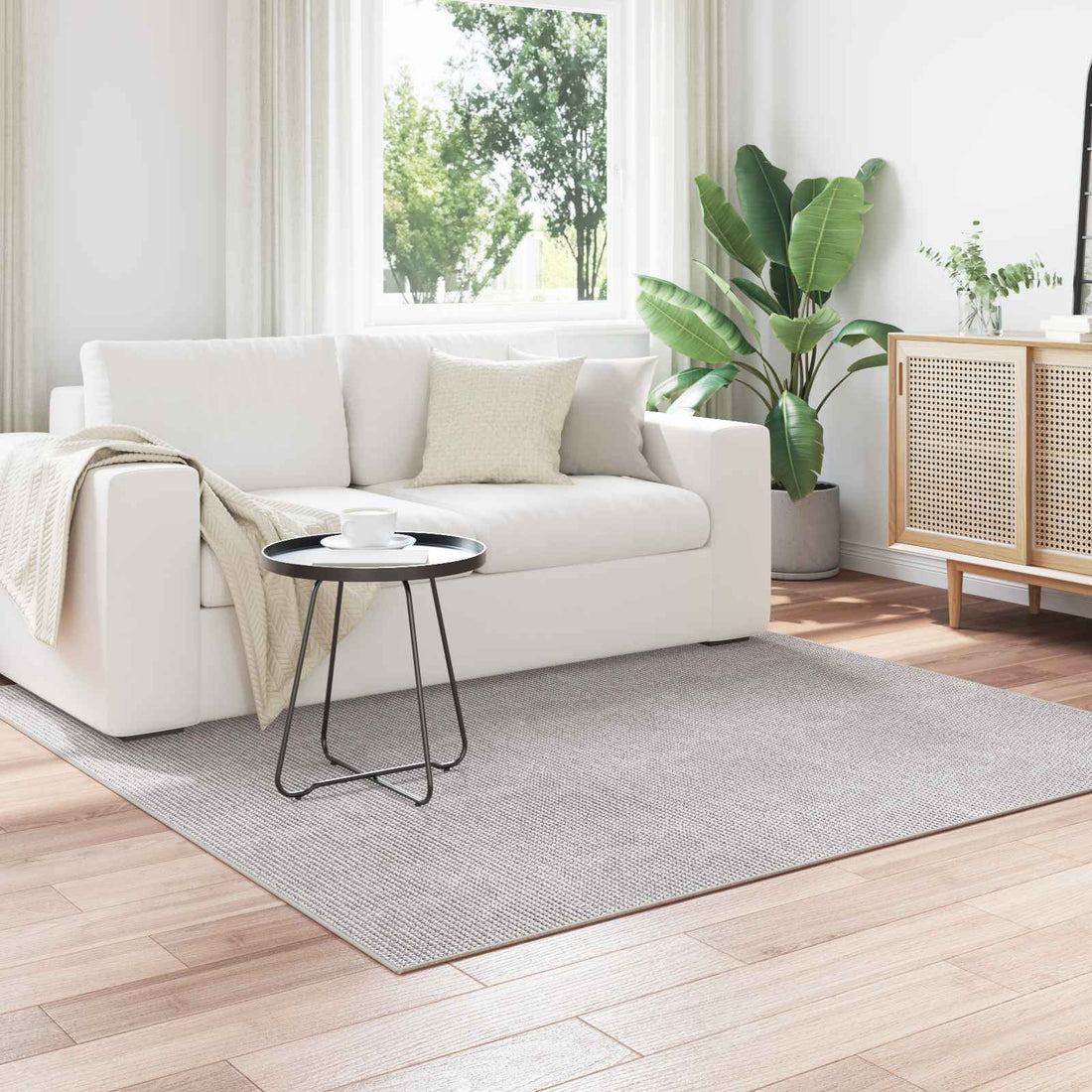 vidaXL Alfombra interior LUGO Crema y gris 200 x 200 cm Poliéster