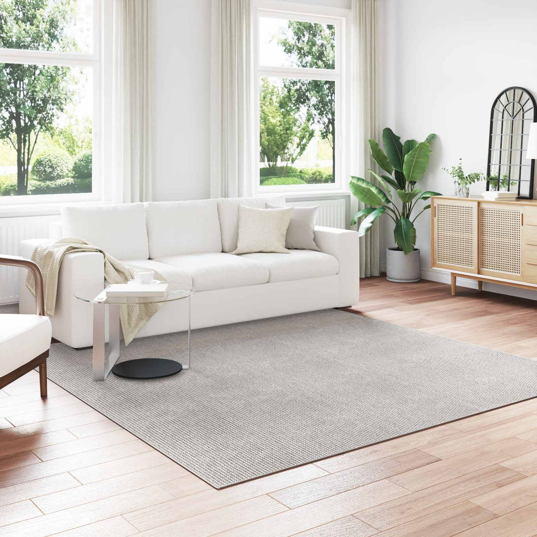 vidaXL Alfombra interior LUGO Crema y gris 240 x 240 cm Poliéster
