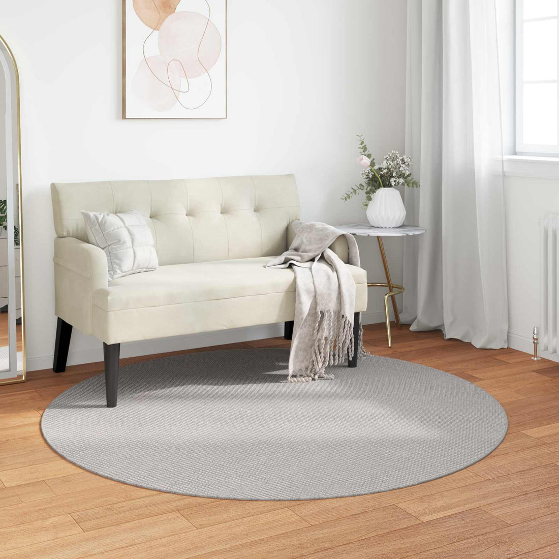 vidaXL Alfombra interior LUGO Crema y gris Ø 120 CM Poliéster