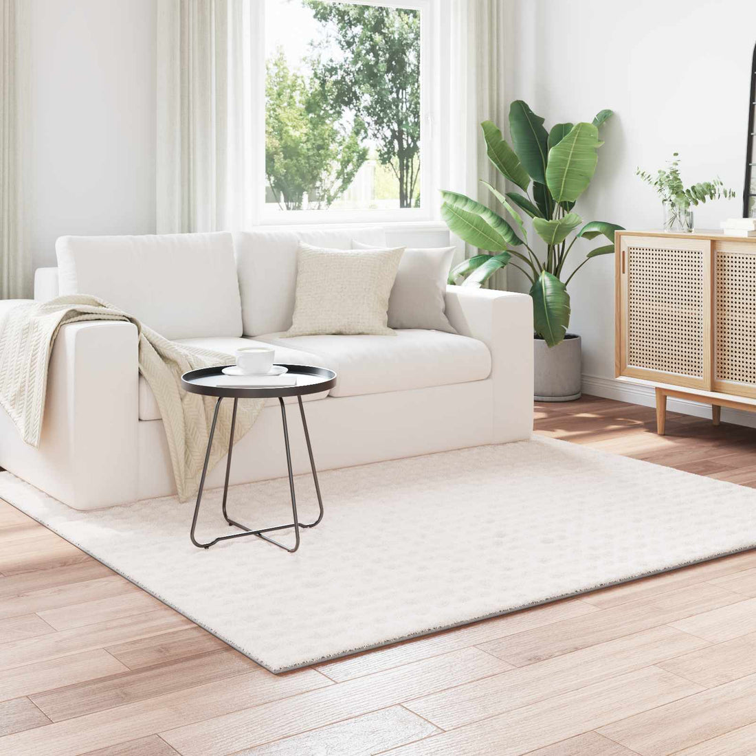 vidaXL Alfombras de área Cuadrado SIROLO Crema 120 x 120 cm Poliéster