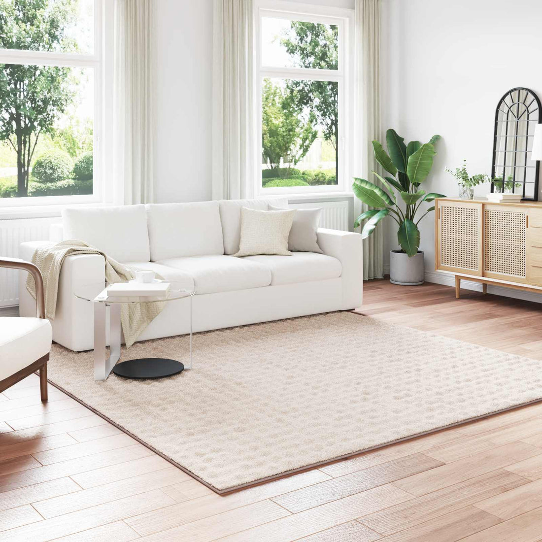 vidaXL Alfombras de área Cuadrado SIROLO Beige 240 x 240 cm Poliéster