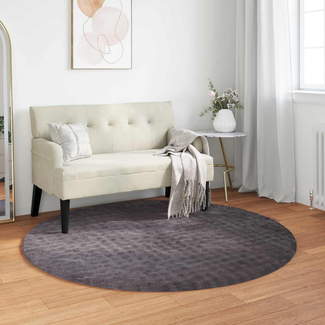 vidaXL Alfombras de área SIROLO Gris antracita Ø 120 CM Poliéster