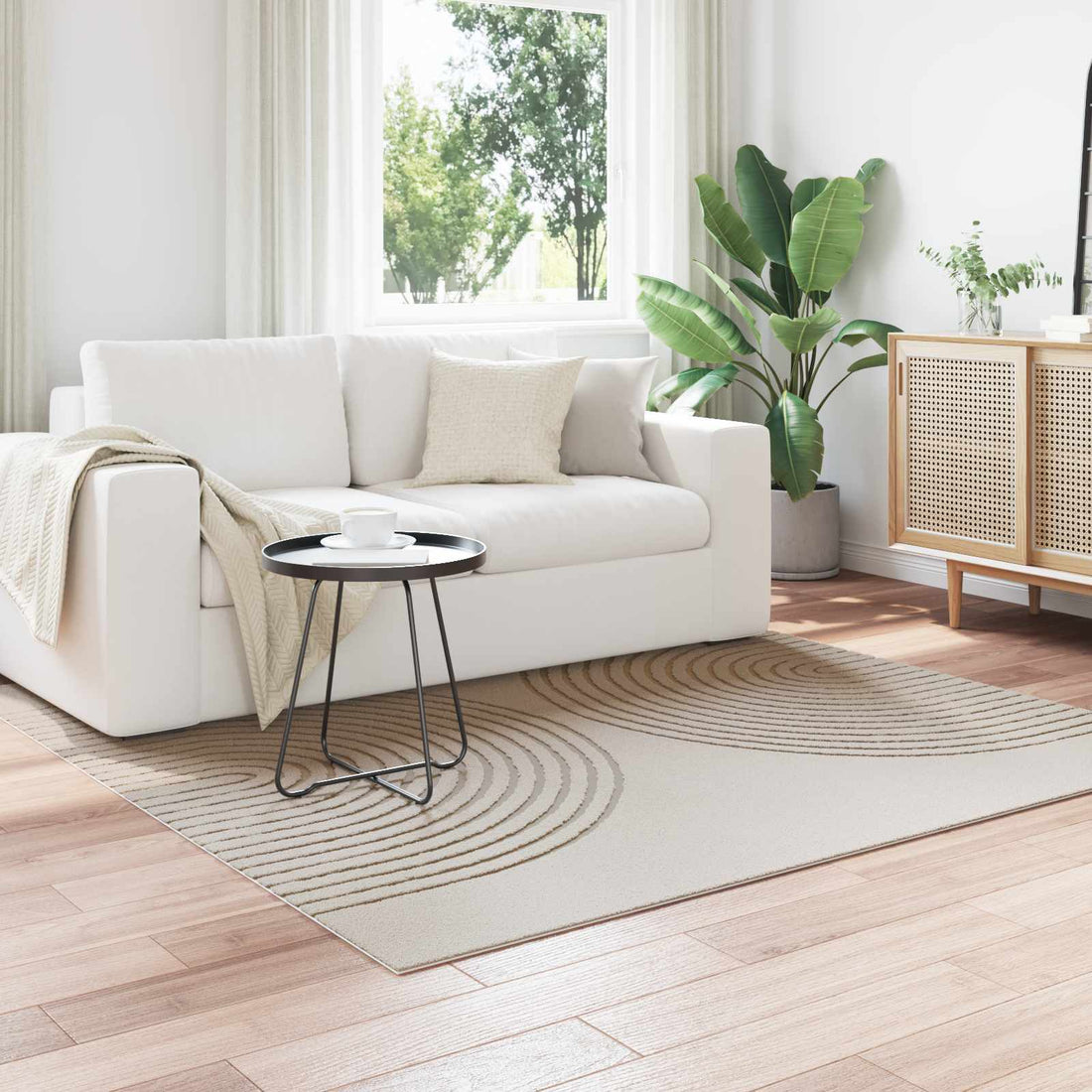 vidaXL Alfombra interior GALATI Crema 120 x 120 cm Poliéster