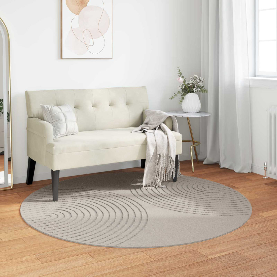 vidaXL Alfombra interior GALATI Crema Ø 160 CM Poliéster