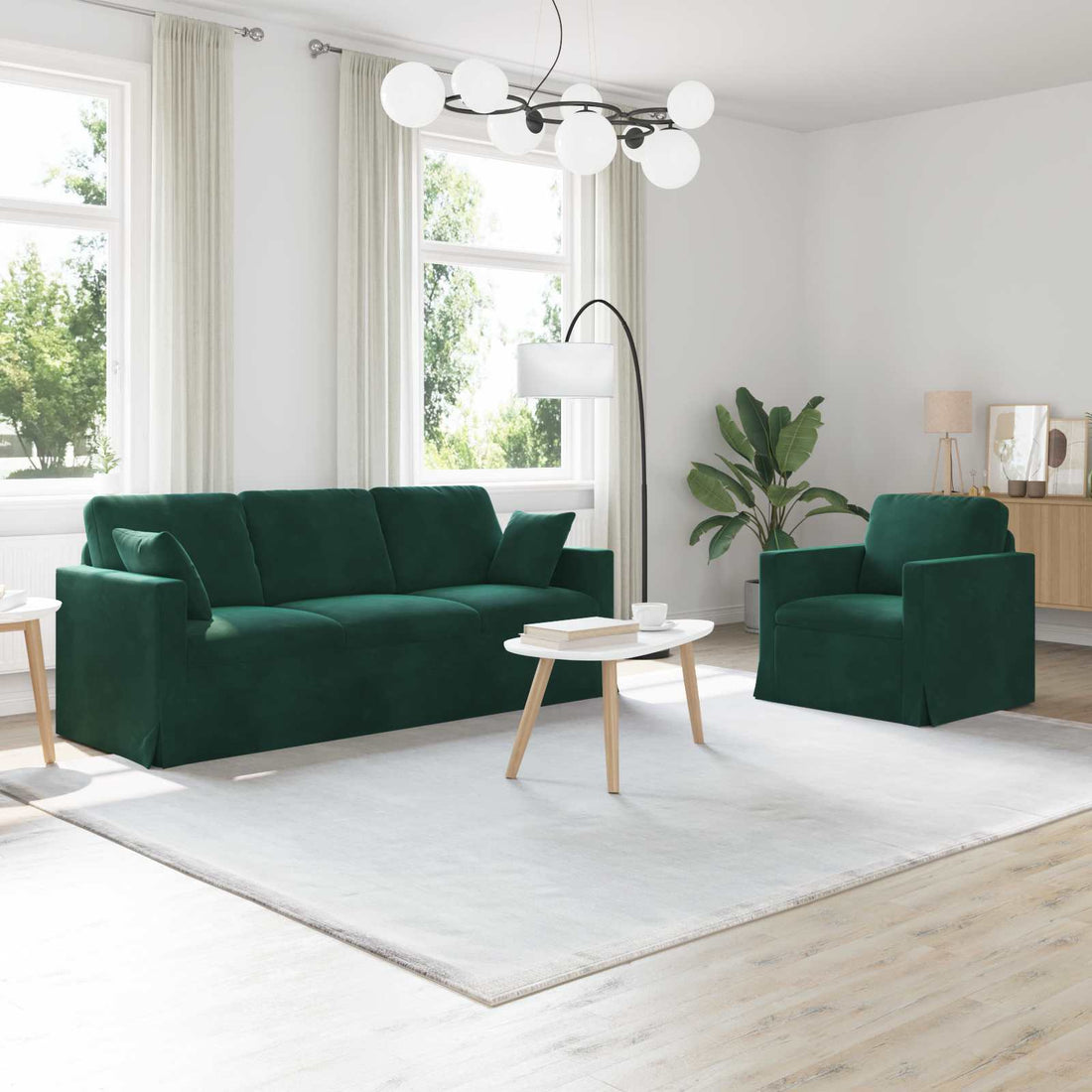 vidaXL Juego de Sofá 2 uds. Verde oscuro Terciopelo