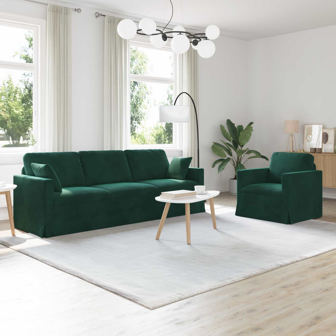 vidaXL Juego de Sofá 2 uds. Verde oscuro Terciopelo