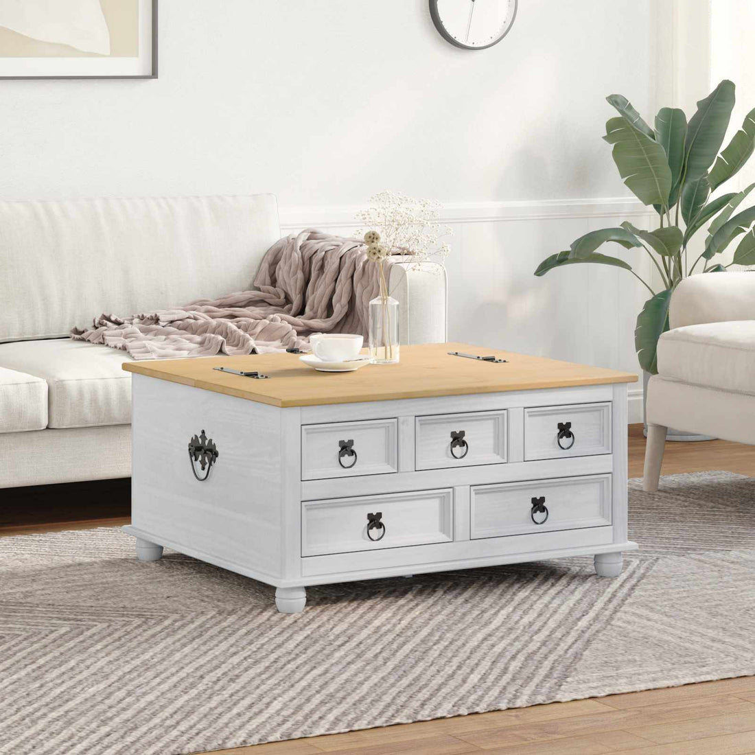 vidaXL Caja de almacenamiento 90 x 78 x 45 cm Madera de pino macizo