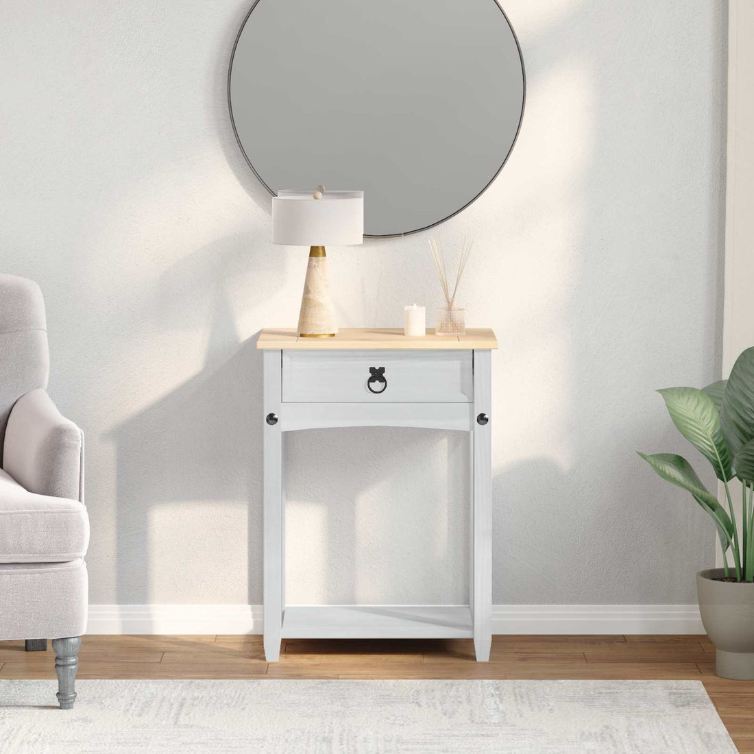 vidaXL Mesa consola 55 x 35 x 73 cm Madera de pino macizo