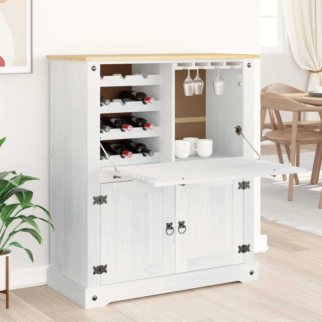 vidaXL Armario para Vinos 97 x 45 x 114 cm Madera de pino macizo