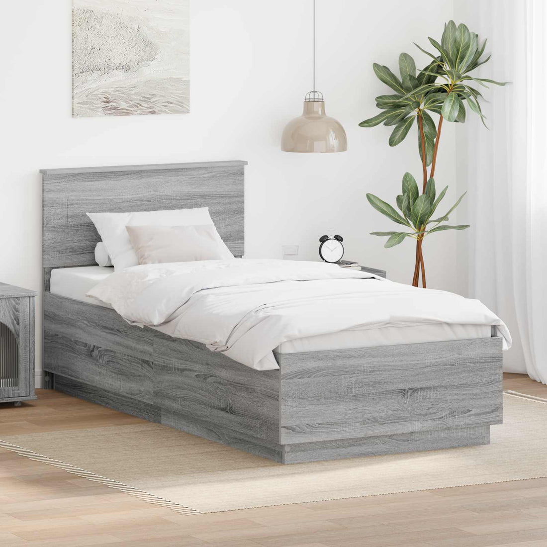vidaXL Estructura de cama Gris Sonoma 70 x 190 cm Madera de ingeniería