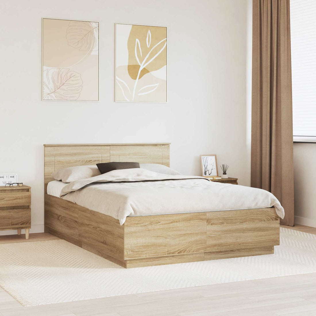 vidaXL Estructura de cama con cabecera Roble Sonoma 140 x 200 cm