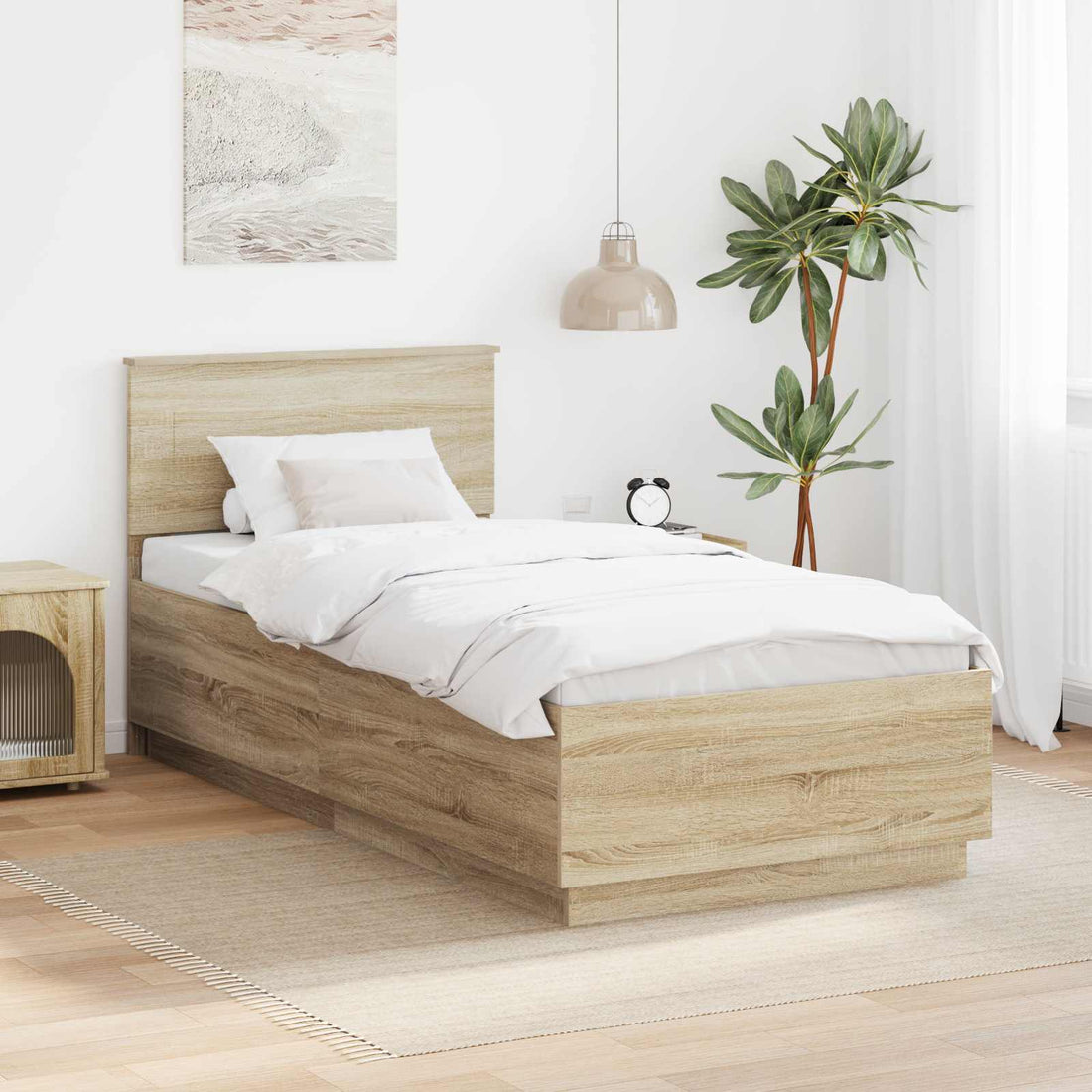 vidaXL Estructura de cama con cabecera Roble Sonoma 90 x 190 cm