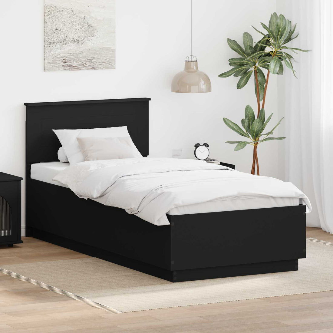 vidaXL Estructura de cama Negro 90 x 200 cm Madera de Ingeniería