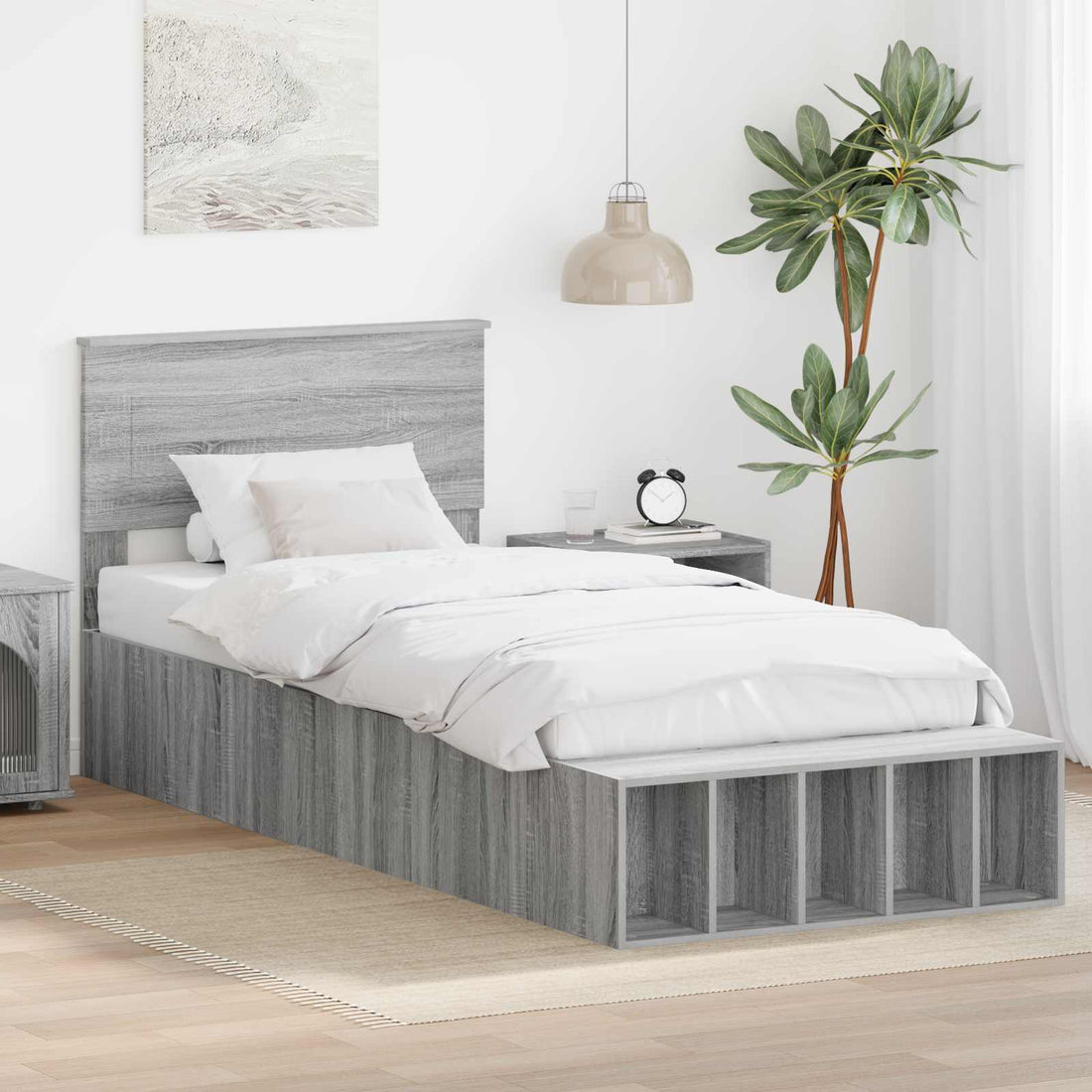 vidaXL Estructura de cama Gris Sonoma 75 x 190 cm Madera de ingeniería