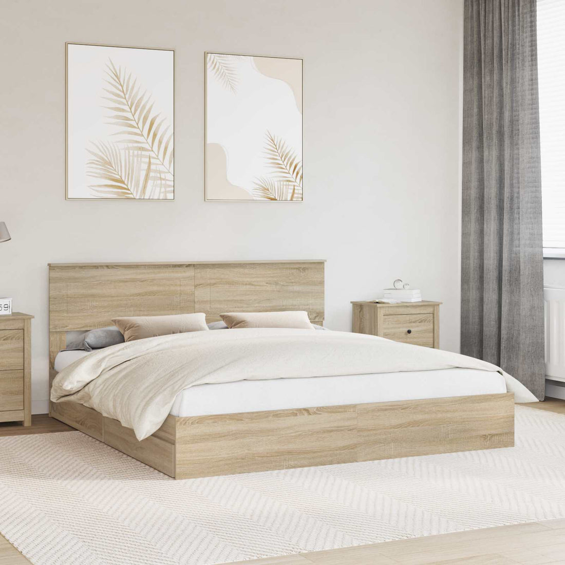 vidaXL Cama con almacenamiento con cajón Roble Sonoma 180 x 200 cm