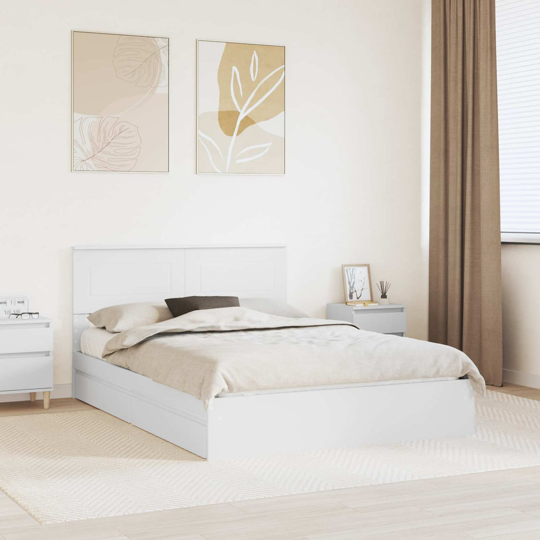 vidaXL Cama con almacenamiento 140 x 200 cm Madera de ingeniería