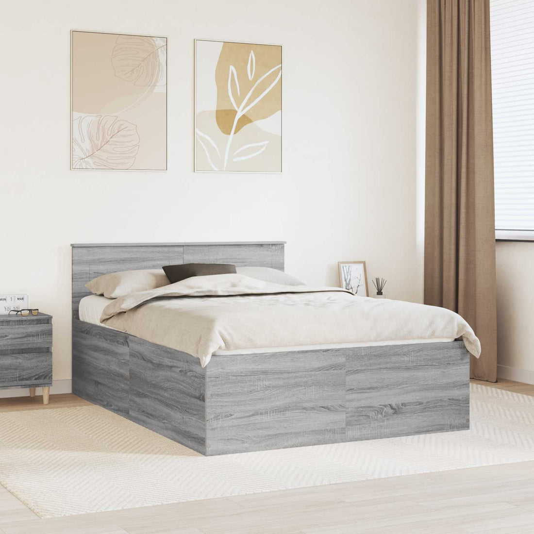 vidaXL Estructura de cama con cabecera Gris Sonoma 150 x 200 cm