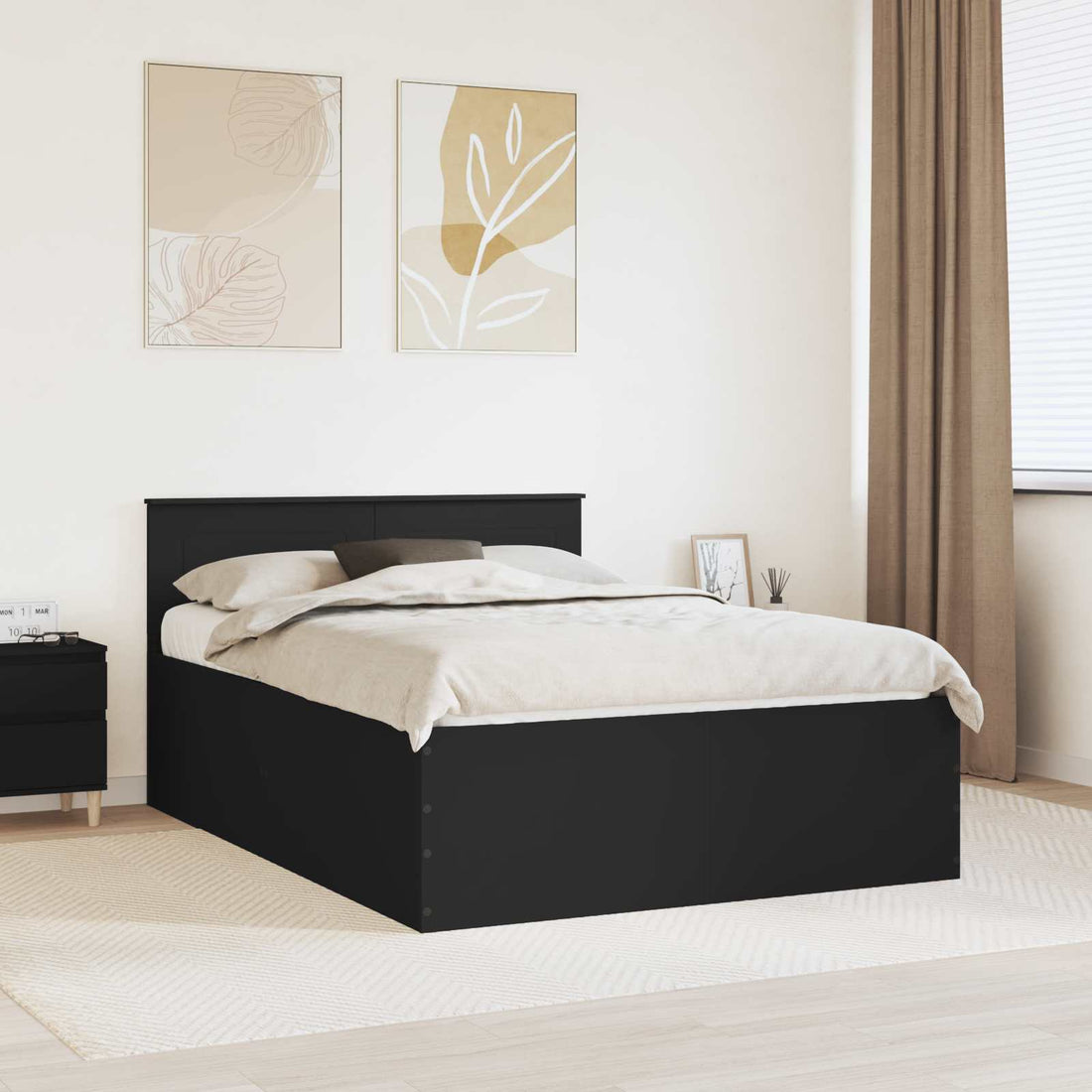 vidaXL Estructura de cama Negro 140 x 190 cm Madera de ingeniería