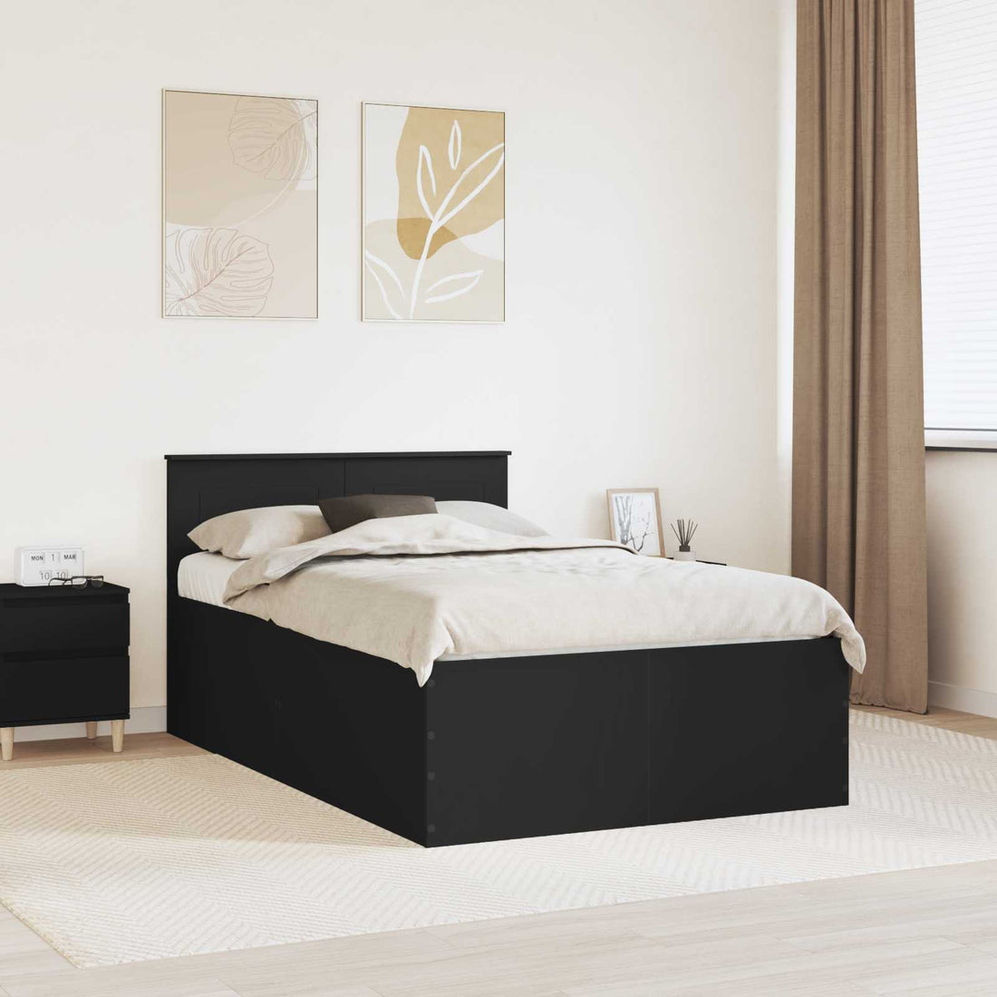 vidaXL Estructura de cama Negro 120 x 190 cm Madera de ingeniería