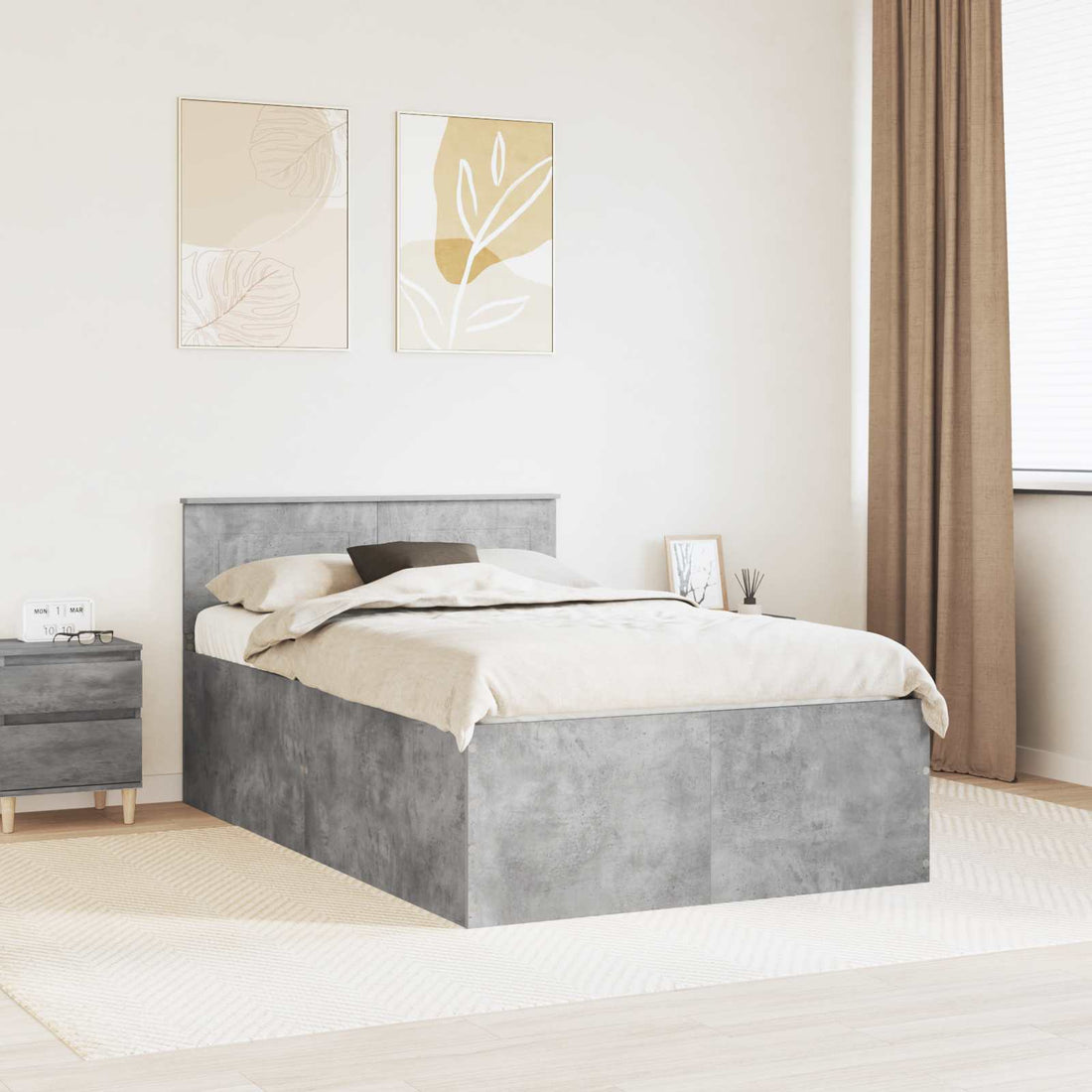 vidaXL Estructura de cama con cabecera Gris Concreto 120 x 190 cm