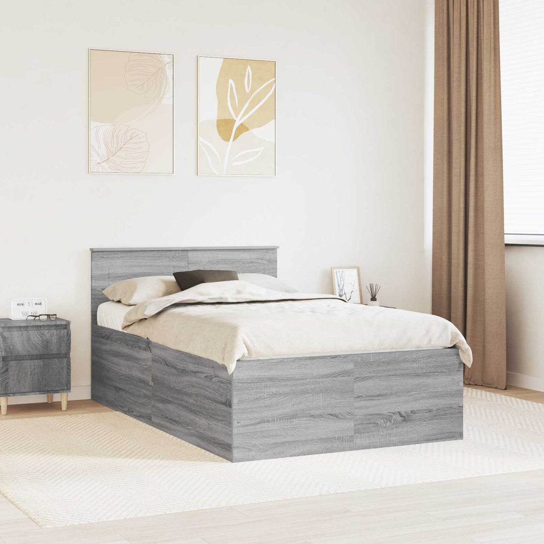 vidaXL Estructura de cama con cabecera Gris Sonoma 120 x 190 cm