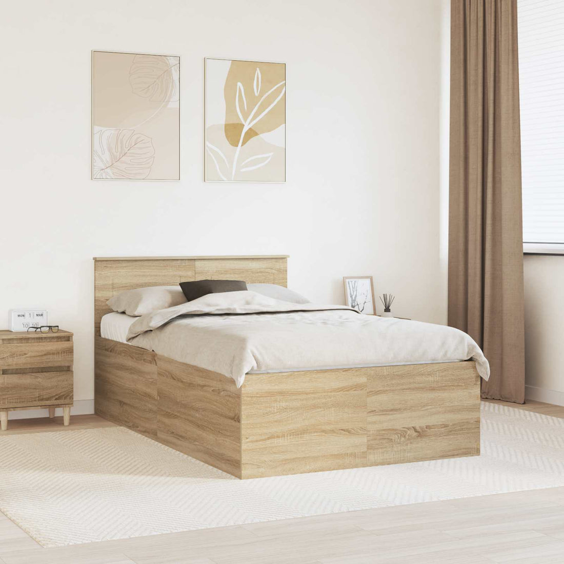 vidaXL Estructura de cama con cabecera Roble Sonoma 120 x 200 cm