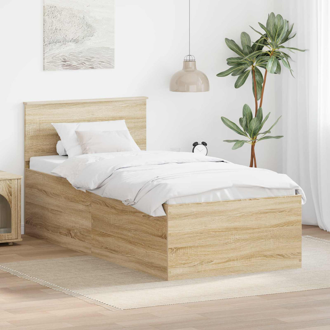 vidaXL Estructura de cama con cabecera Roble Sonoma 75 x 190 cm