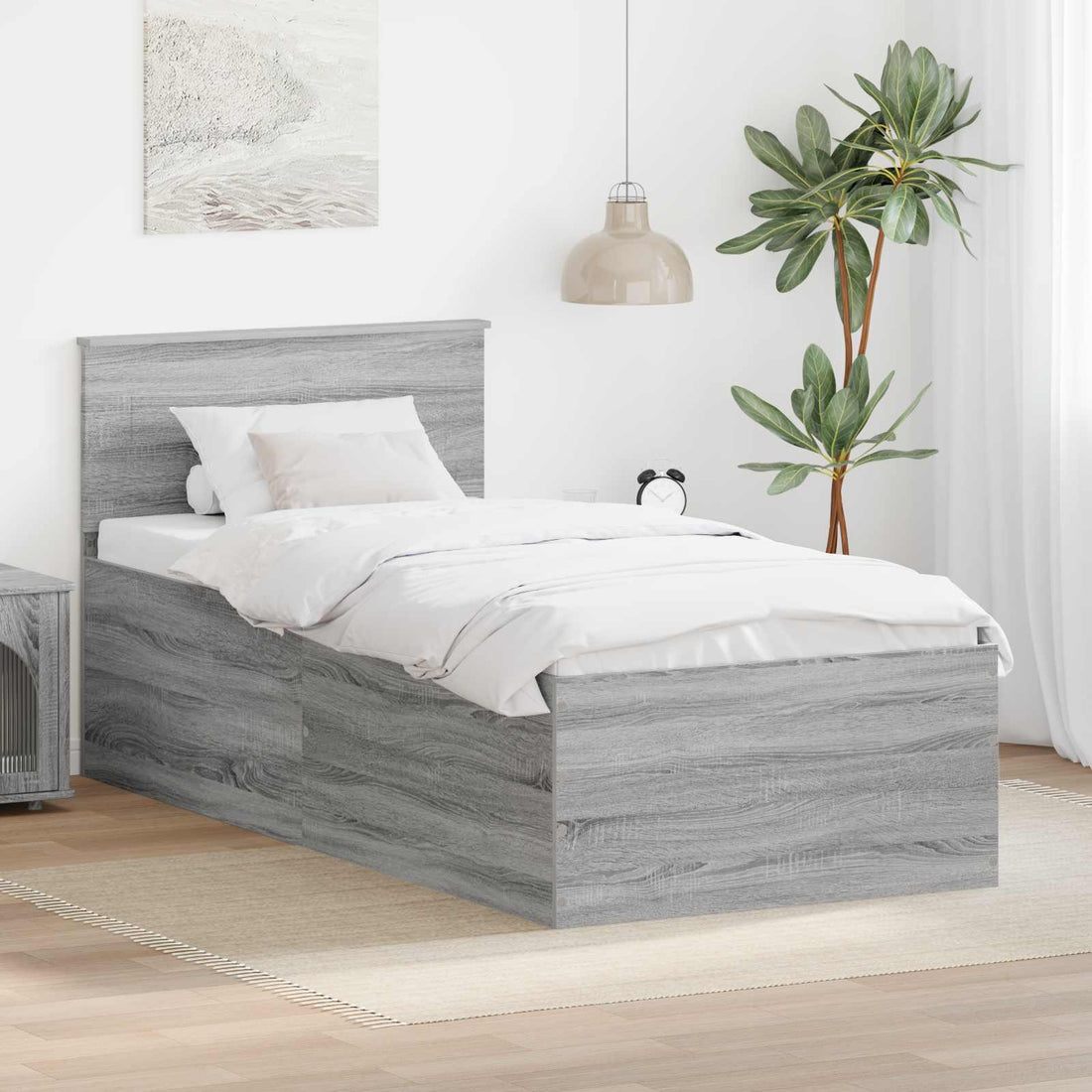 vidaXL Estructura de cama Gris Sonoma 75 x 190 cm Madera de ingeniería