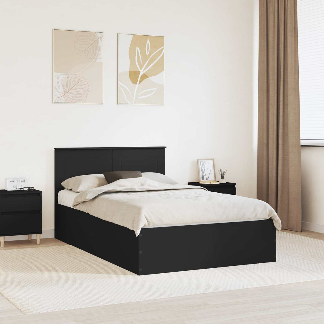vidaXL Estructura de cama Negro 120 x 190 cm Madera de ingeniería