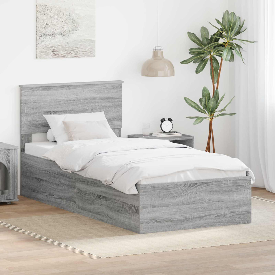 vidaXL Estructura de cama Gris Sonoma 75 x 190 cm Madera de ingeniería