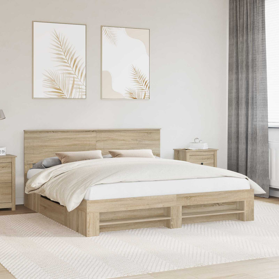 vidaXL Estructura de cama con cabecera Roble Sonoma 180 x 200 cm
