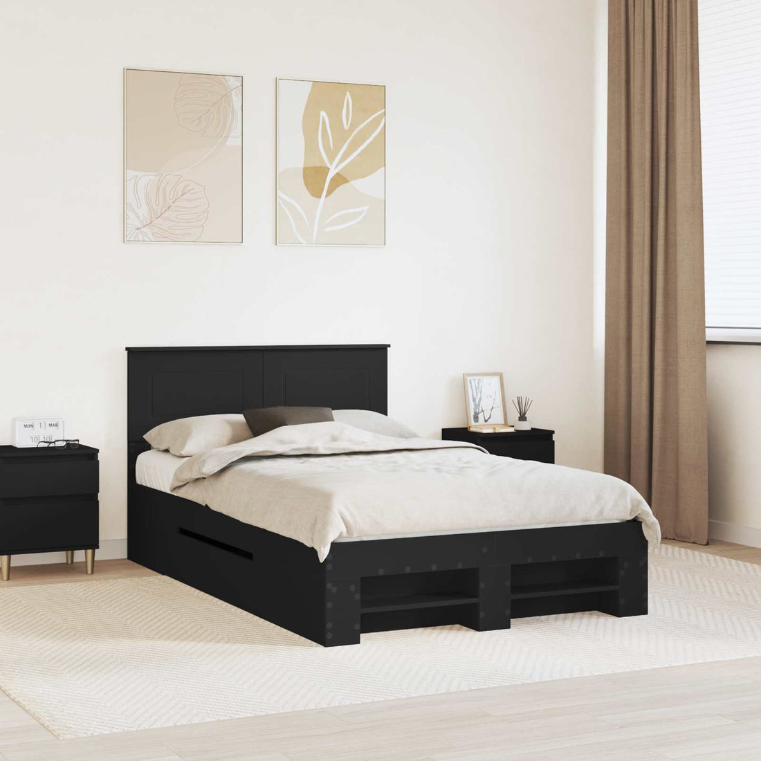 vidaXL Estructura de cama Negro 120 x 200 cm Madera de ingeniería