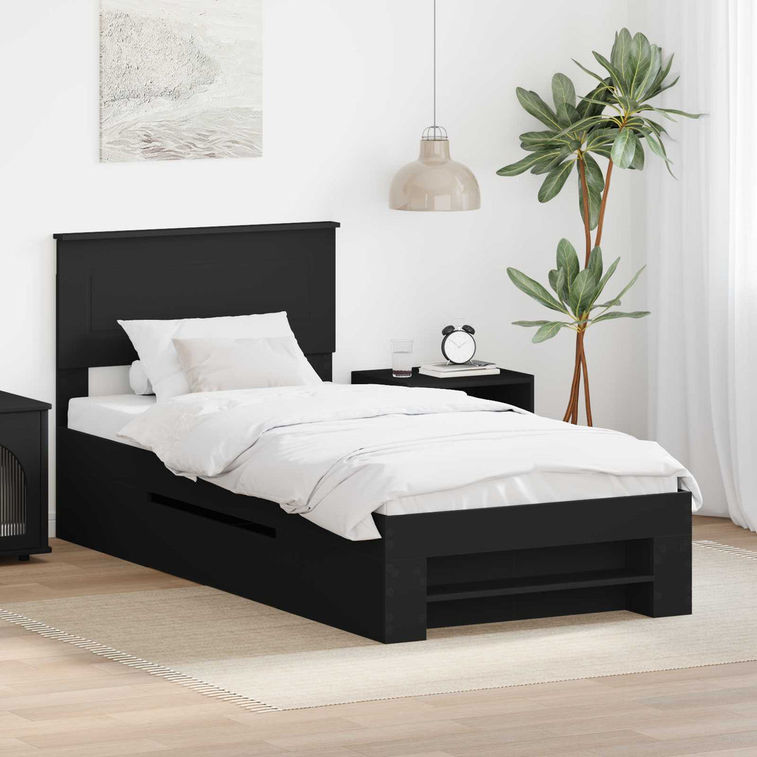 vidaXL Estructura de cama Negro 80 x 200 cm Madera de ingeniería