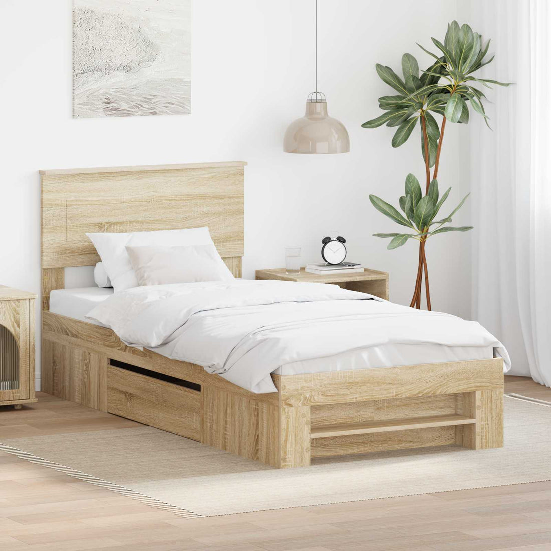 vidaXL Estructura de cama con cabecera Roble Sonoma 80 x 200 cm