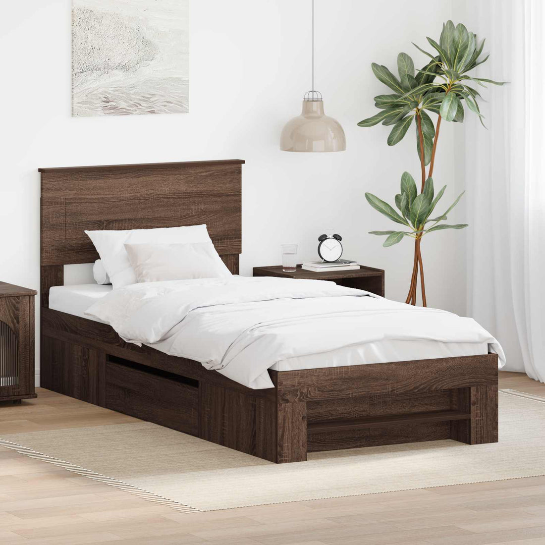 vidaXL Estructura de cama con cabecera Roble Marrón 80 x 200 cm