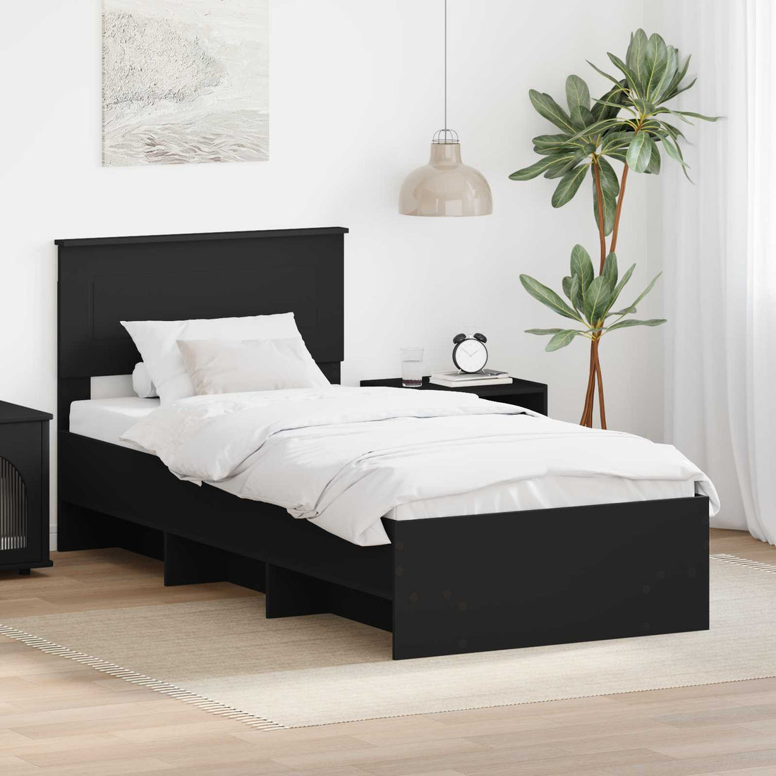 vidaXL Estructura de cama Negro 80 x 200 cm Madera de ingeniería