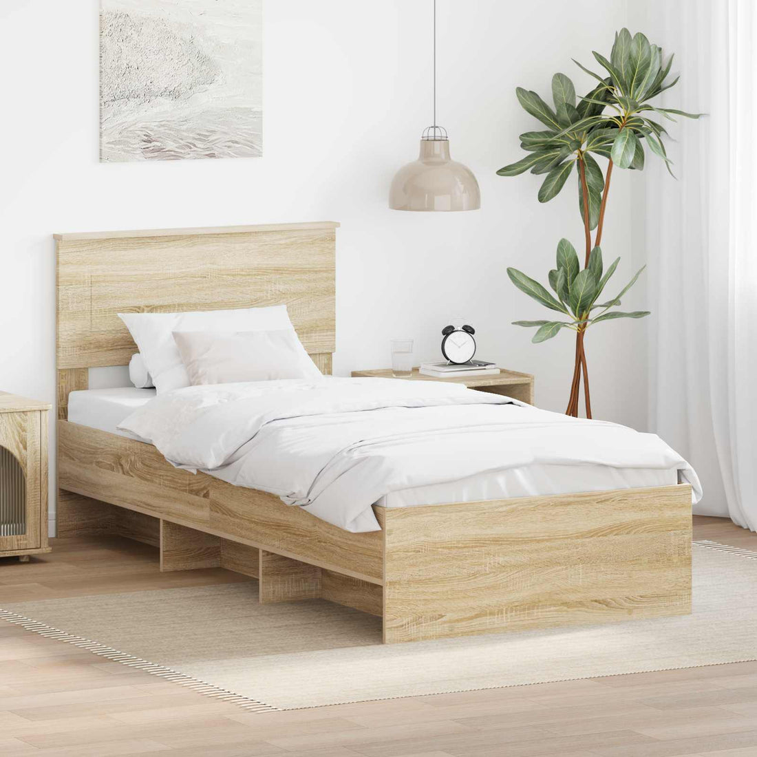 vidaXL Estructura de cama con cabecera Roble Sonoma 80 x 200 cm