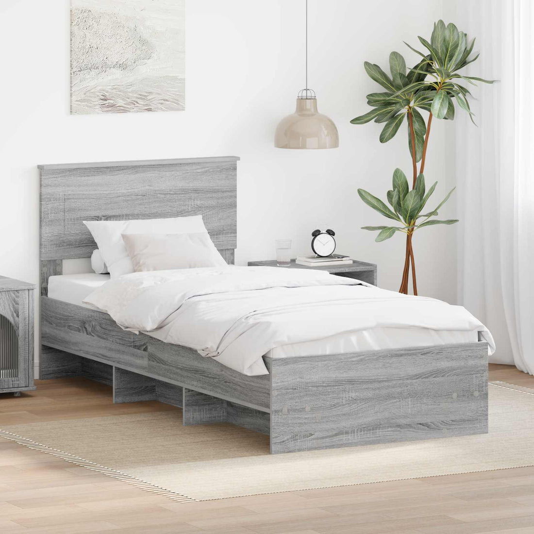 vidaXL Estructura de cama Gris Sonoma 80 x 200 cm Madera de ingeniería