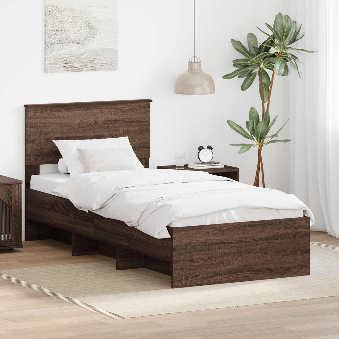 vidaXL Estructura de cama con cabecera Roble Marrón 80 x 200 cm