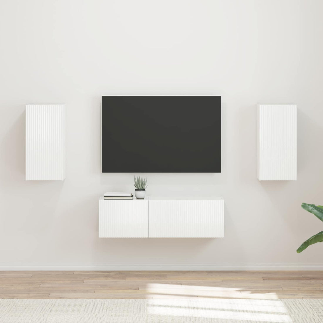 vidaXL Conjunto de mueble para TV de pared 4 uds. brillante