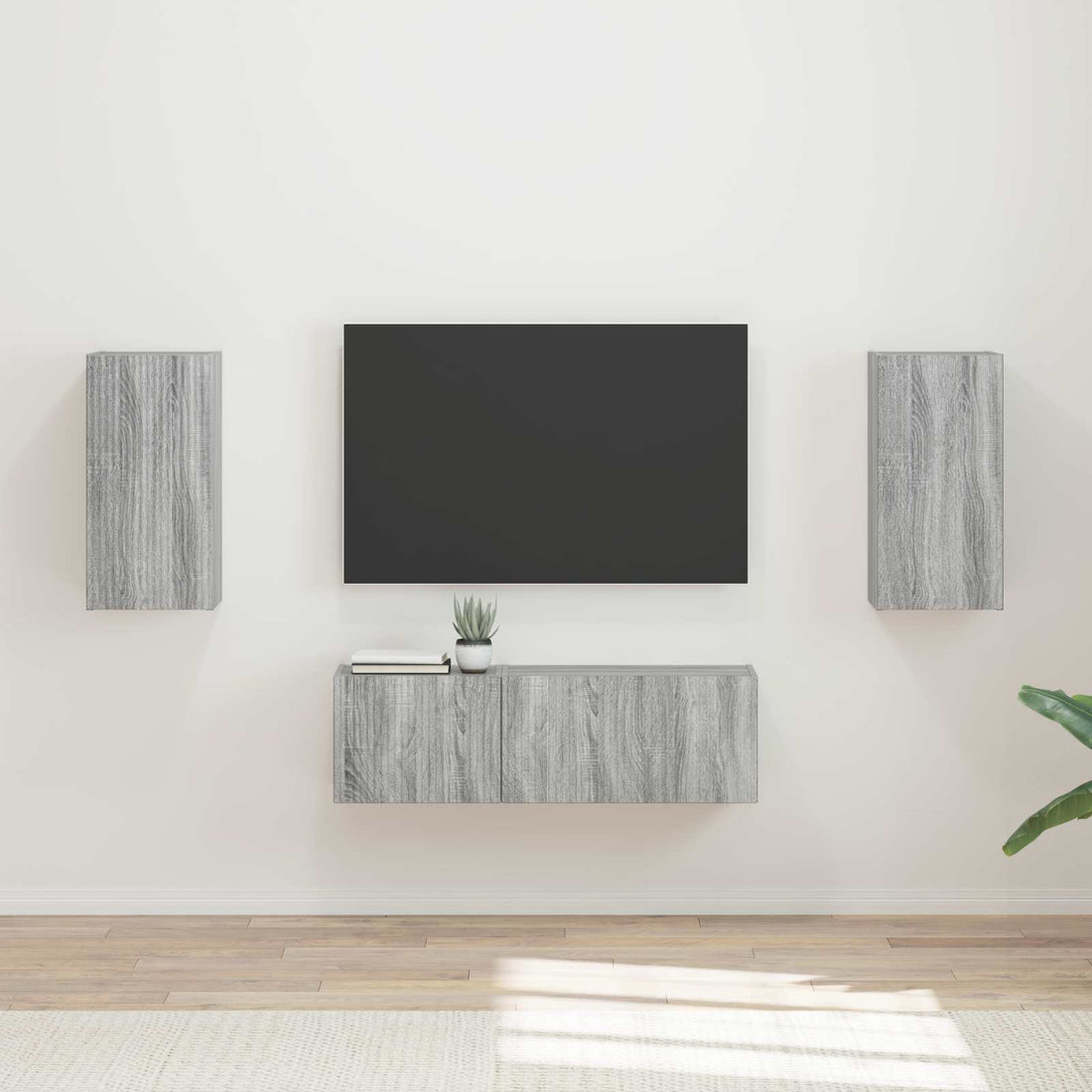 vidaXL Conjunto de mueble para TV de pared 4 uds. Gris Sonoma