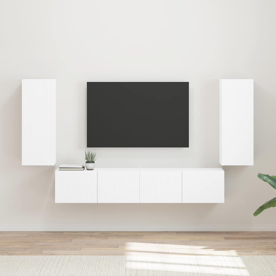 vidaXL Conjunto de mueble para TV de pared 4 uds. Madera de ingeniería