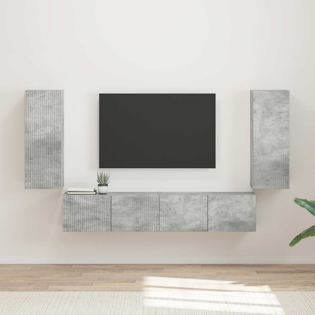 vidaXL Conjunto de mueble para TV de pared 4 uds. Gris Concreto