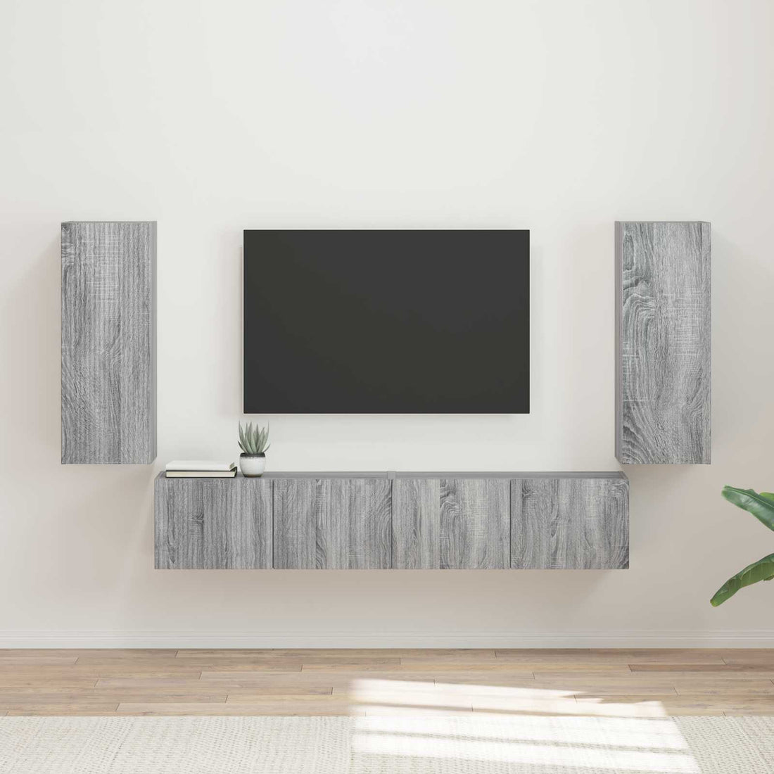 vidaXL Conjunto de mueble para TV de pared 4 uds. Gris Sonoma