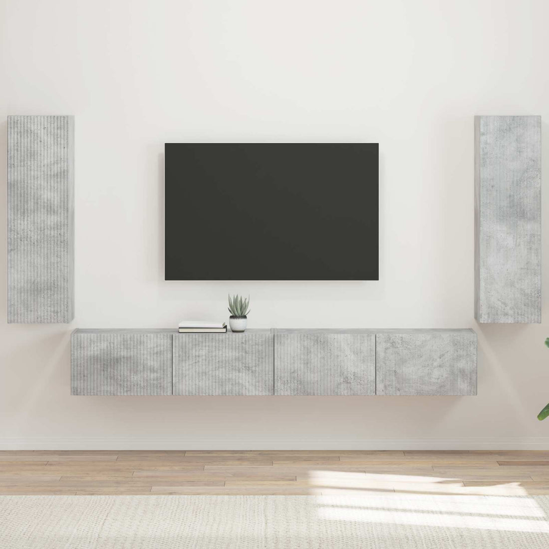 vidaXL Conjunto de mueble para TV de pared 4 uds. Gris Concreto