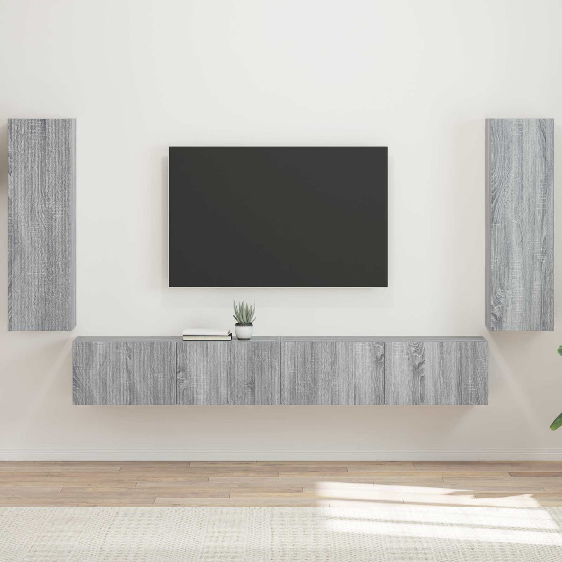 vidaXL Conjunto de mueble para TV de pared 4 uds. Gris Sonoma