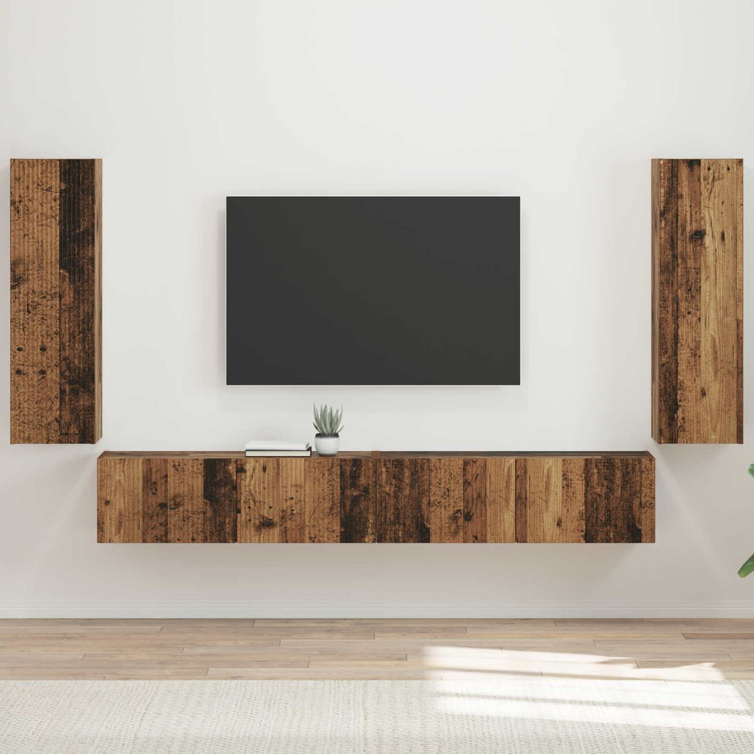 vidaXL Conjunto de mueble para TV de pared 4 uds. Madera vieja